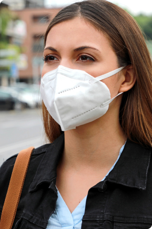 face of a woman in a sterile mask